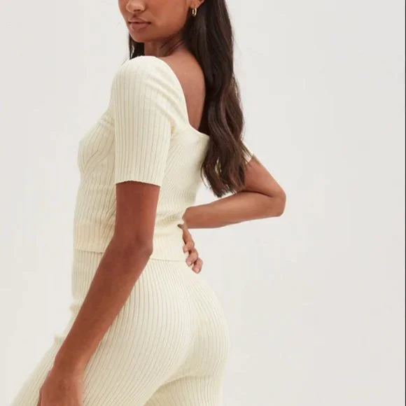 4th & Reckless Aubrey Knitted Crop Top Cream - Picture 3 of 7